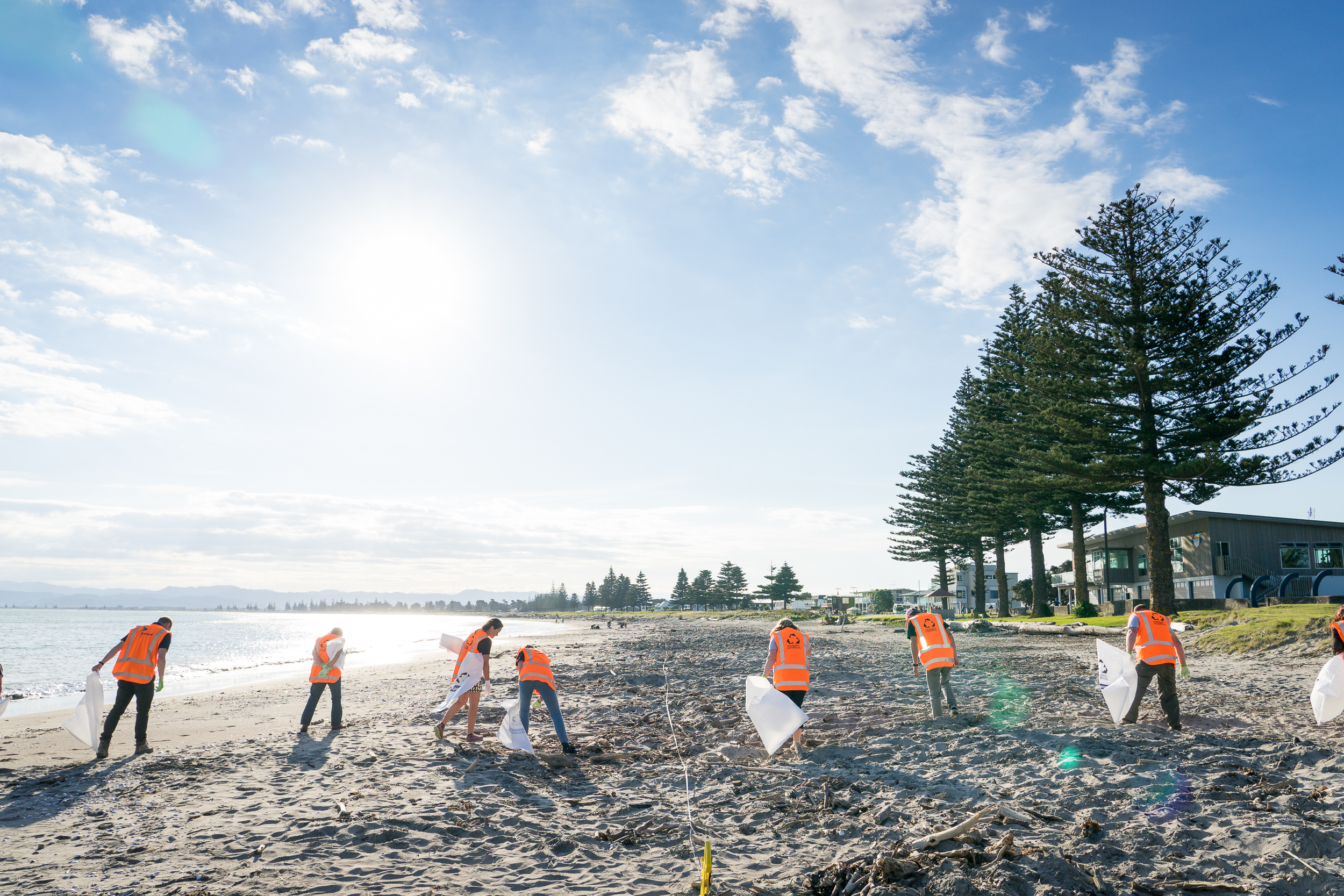 Contributors to Sustainable Coastlines' Litter Intelligence program, collecting marine litter data on a shoreline